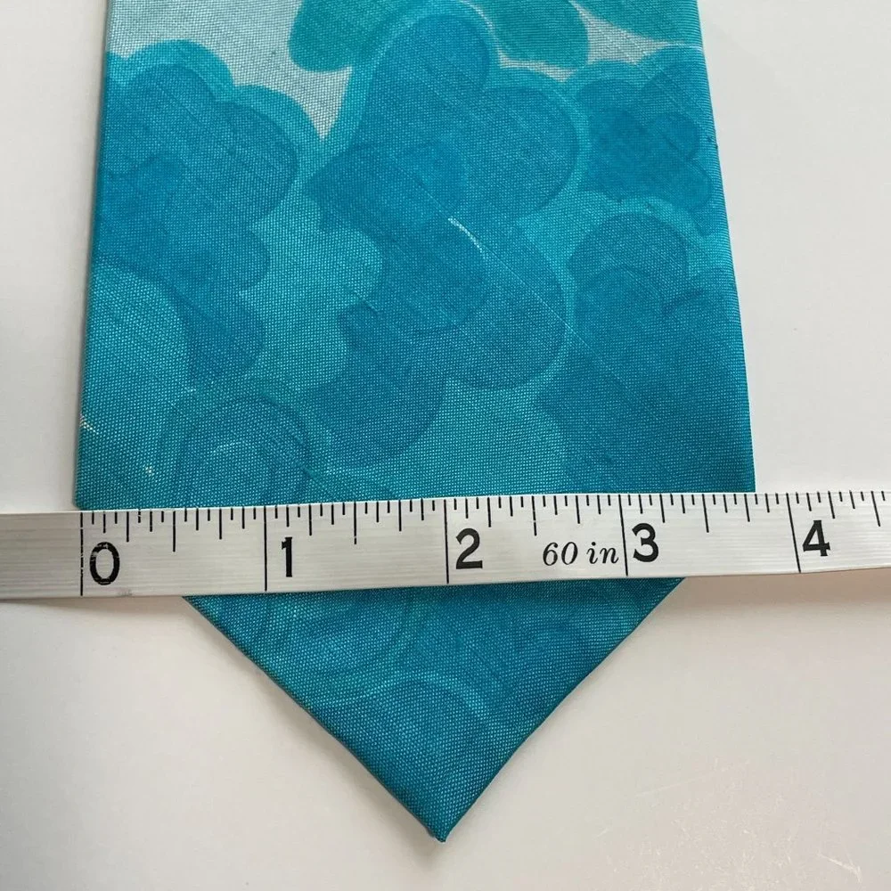 100% Pure Thai Silk Hand Woven In Siam Tie Necktie Blue Floral Pattern